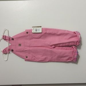 ✨NWT✨ Carhartt Loose Fit Canvas Flannel Lined Bib Overalls - Pink 18m